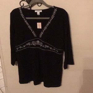 3/4 sleeves black women’s blouse baby doll size L